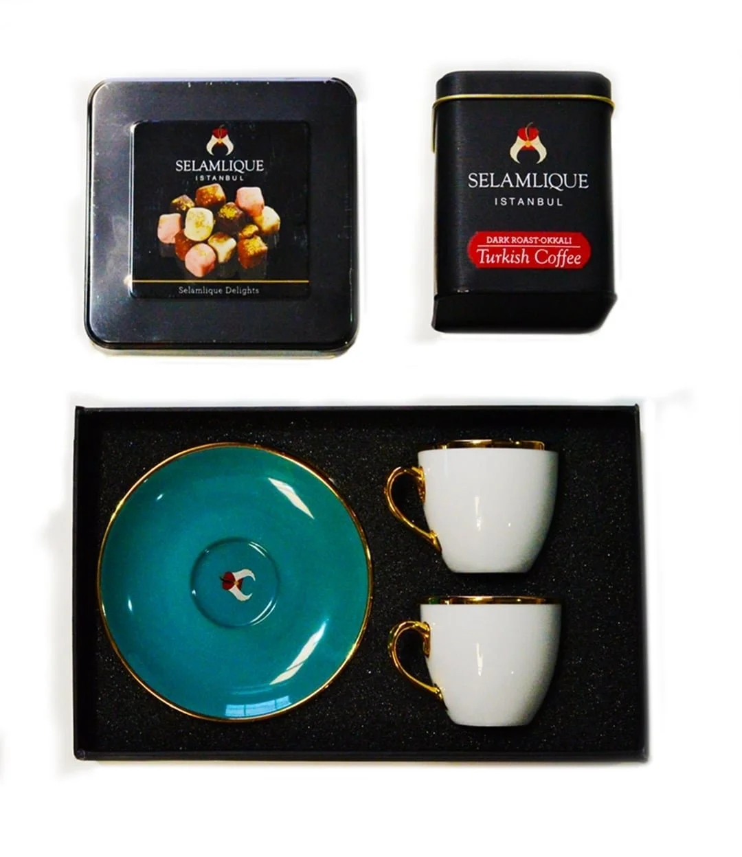 Coffee Cups, Turkish Coffee and Delight Gift Hamper By Selamlique