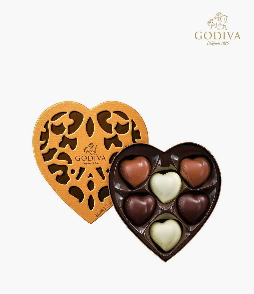 صندوق شوكولاتة بشكل قلب 6 قطع من جوديفا