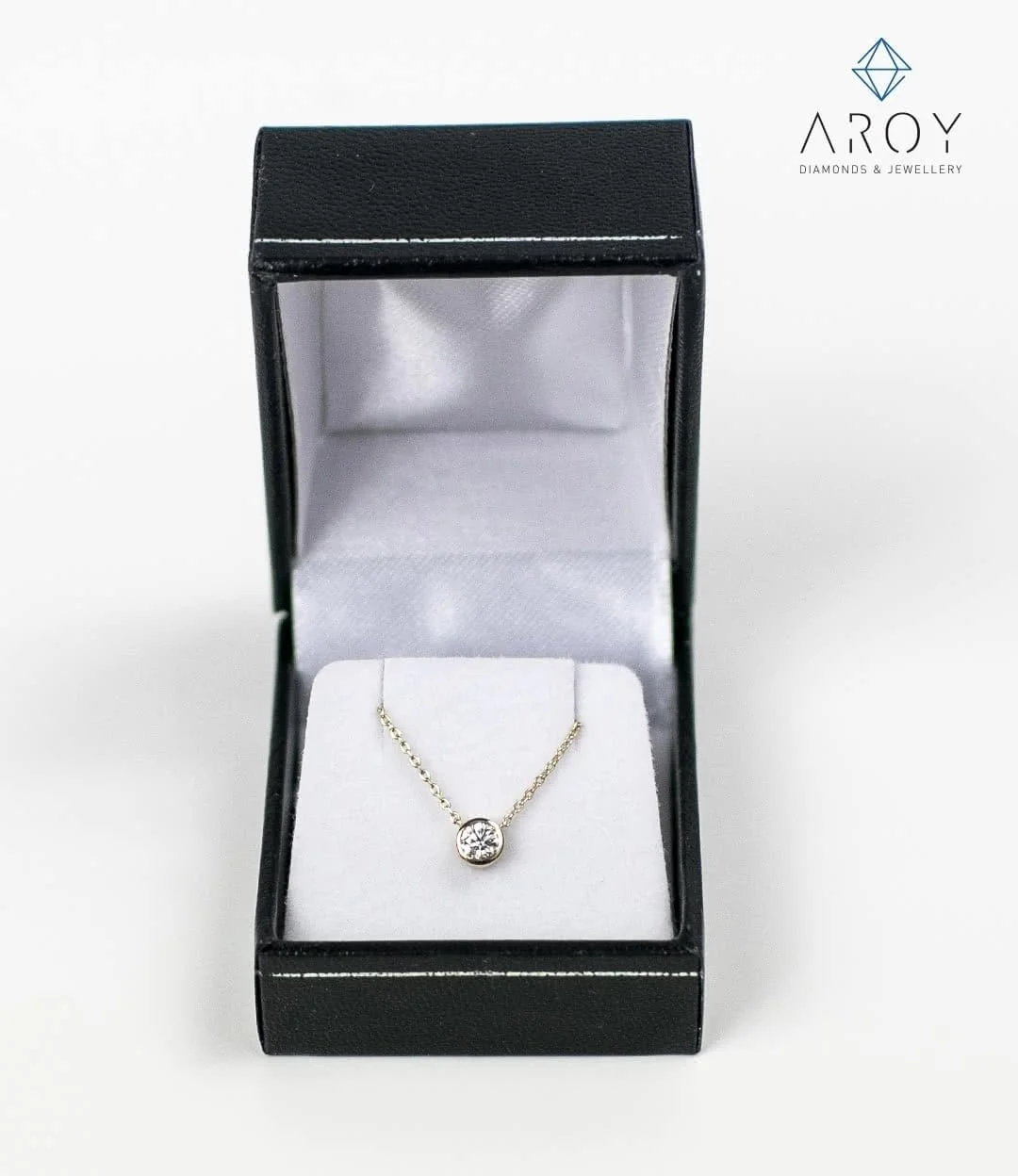 Gold & Diamond Solitaire Necklace By AROY