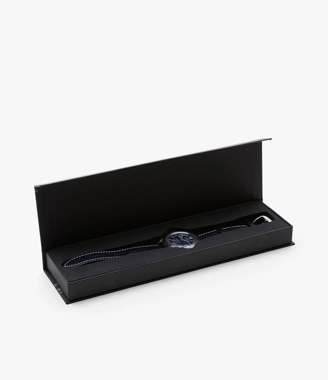 Dark Blue Patented Leather Strap Watch by ATOP 