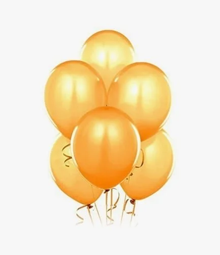 6 Gold Helium Latex Balloons