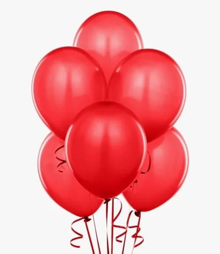 6 Red Helium Latex Balloons