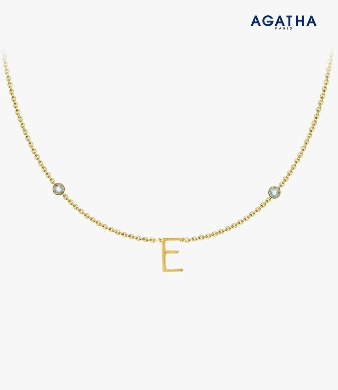 Golden Letter E Necklace from Agatha 