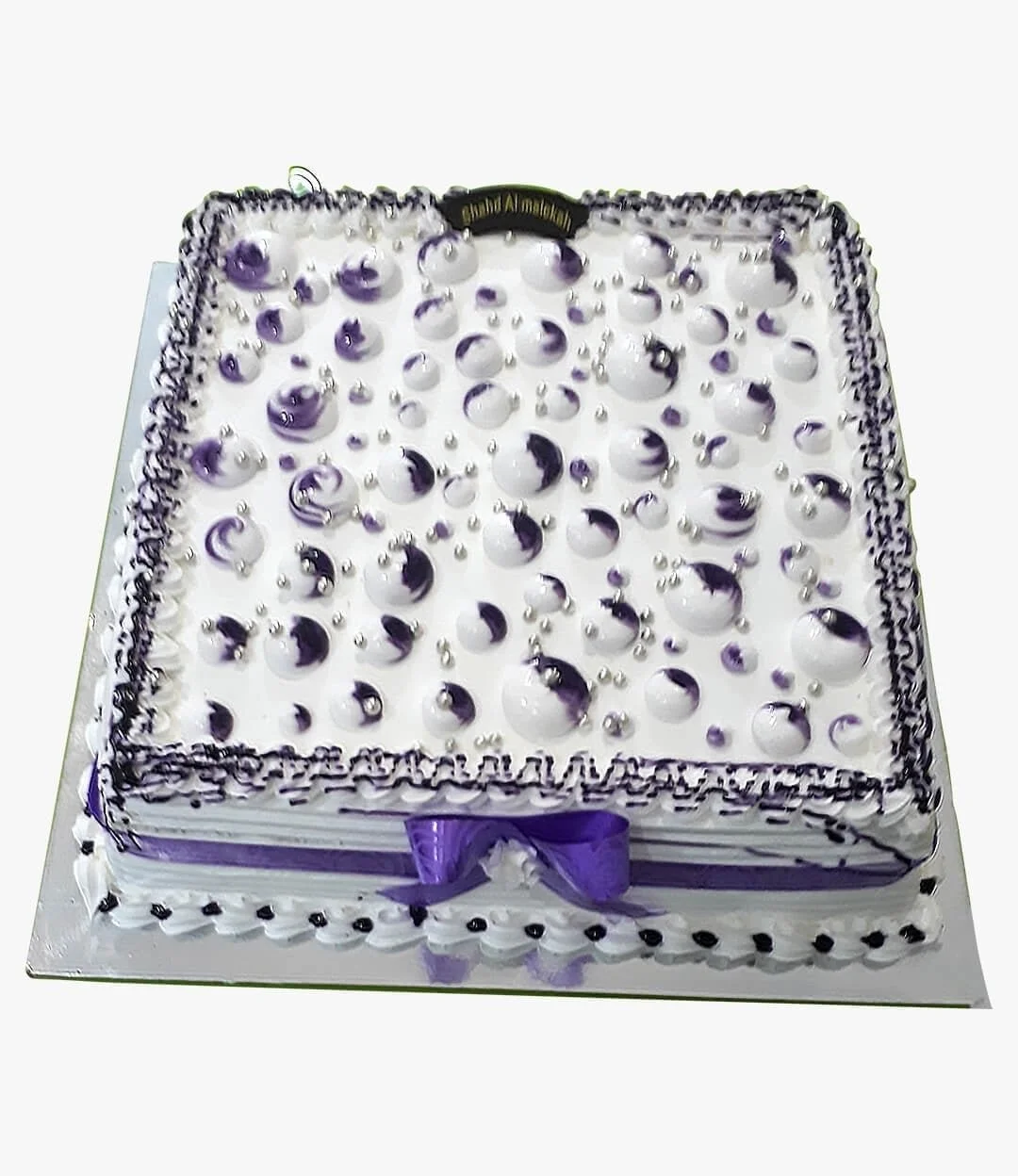 Square Chocolate/Vanilla Cake with White & Purple Cream