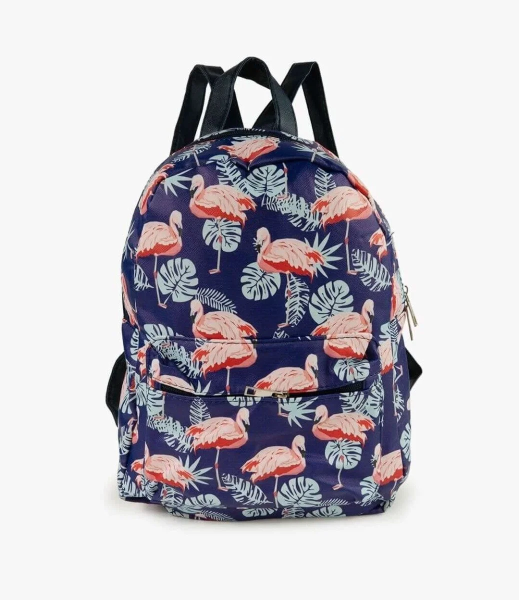 Dark Blue & Nude Flamingo Backpack