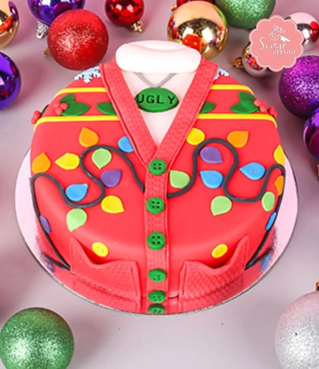 Ugly Sweater Christmas Party Cake by Sugarmoo 