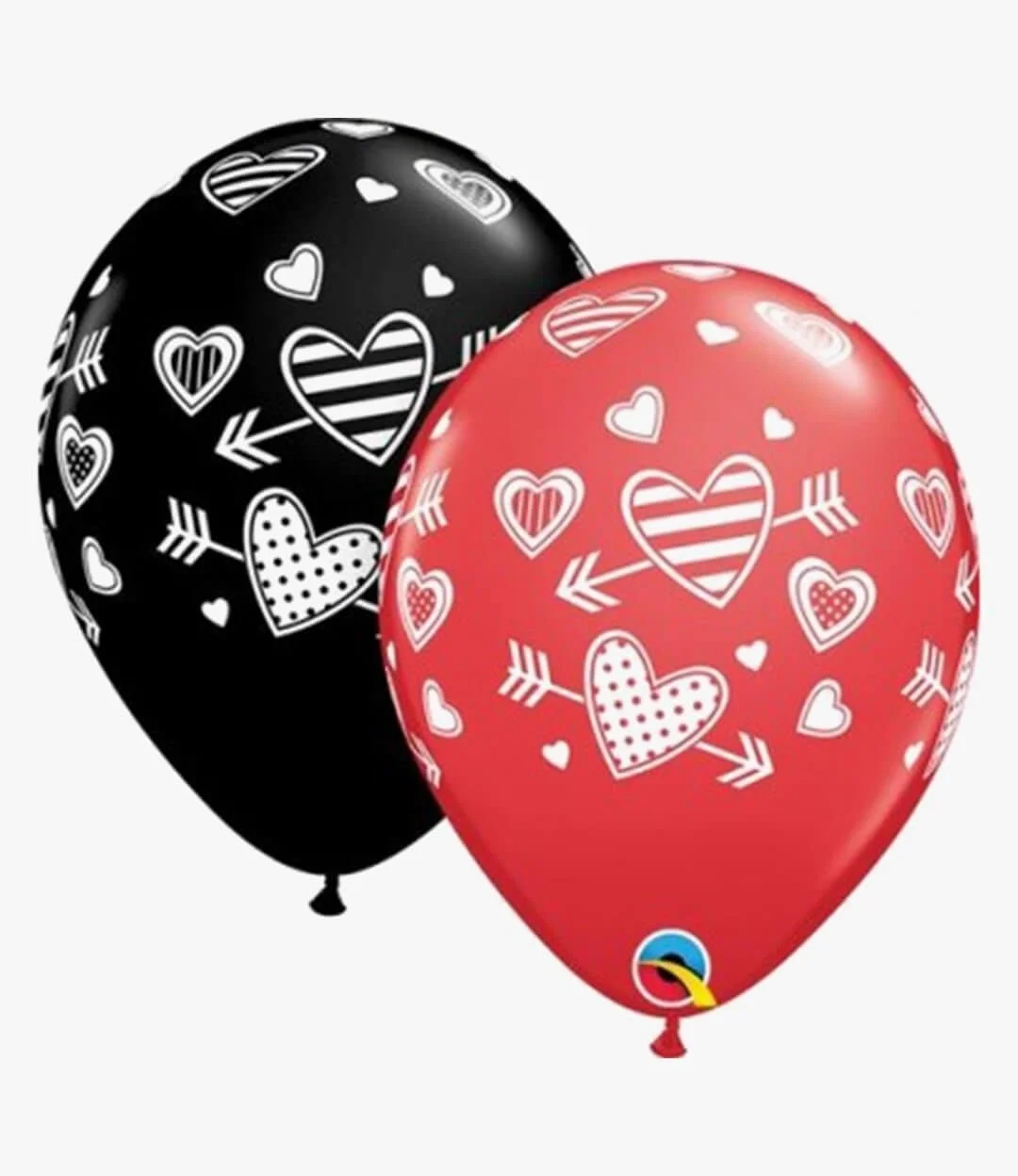 Red & Black Helium Balloons with Heart Prints 