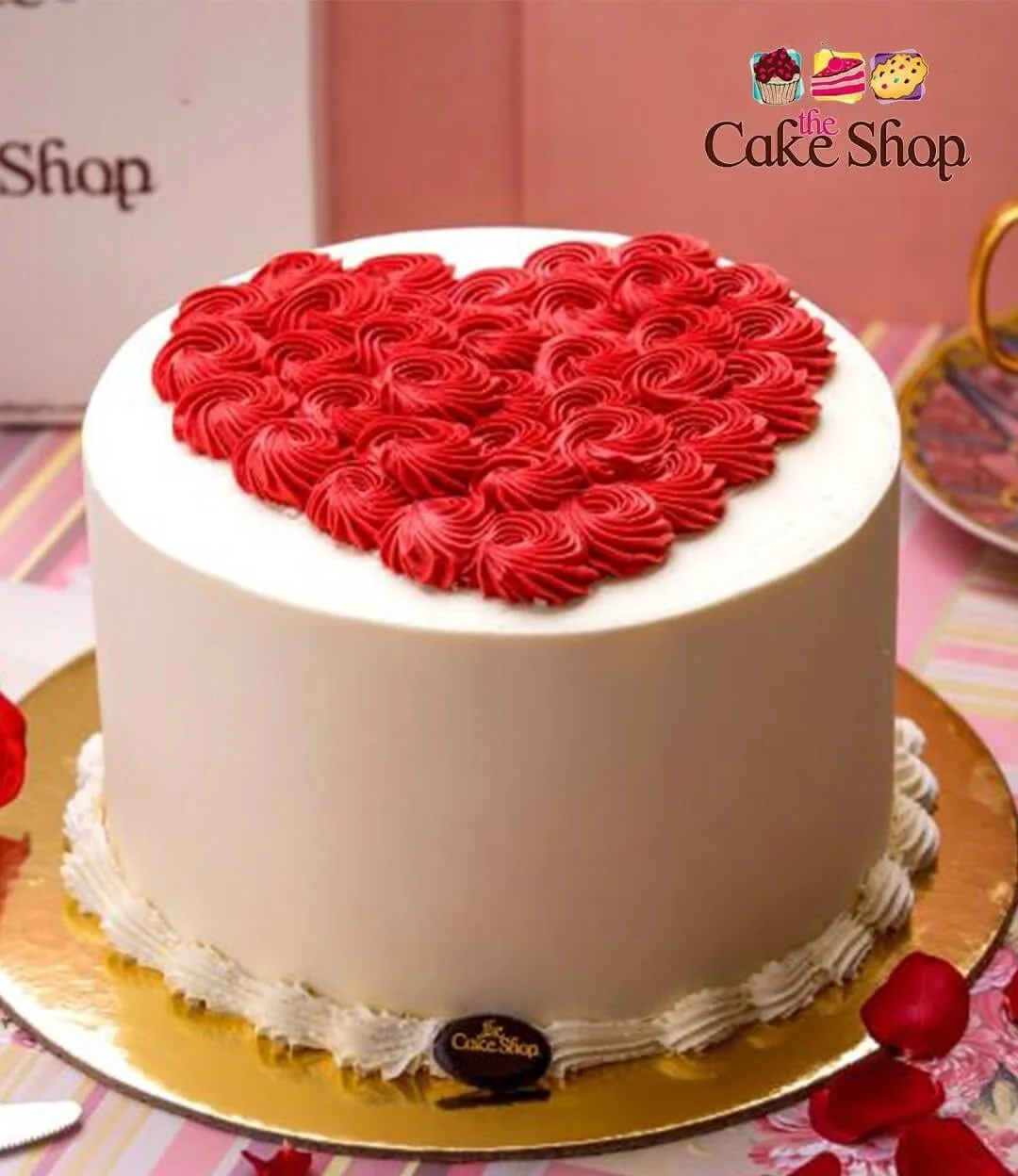  White Cake with Red Heart by The Cake Shop 