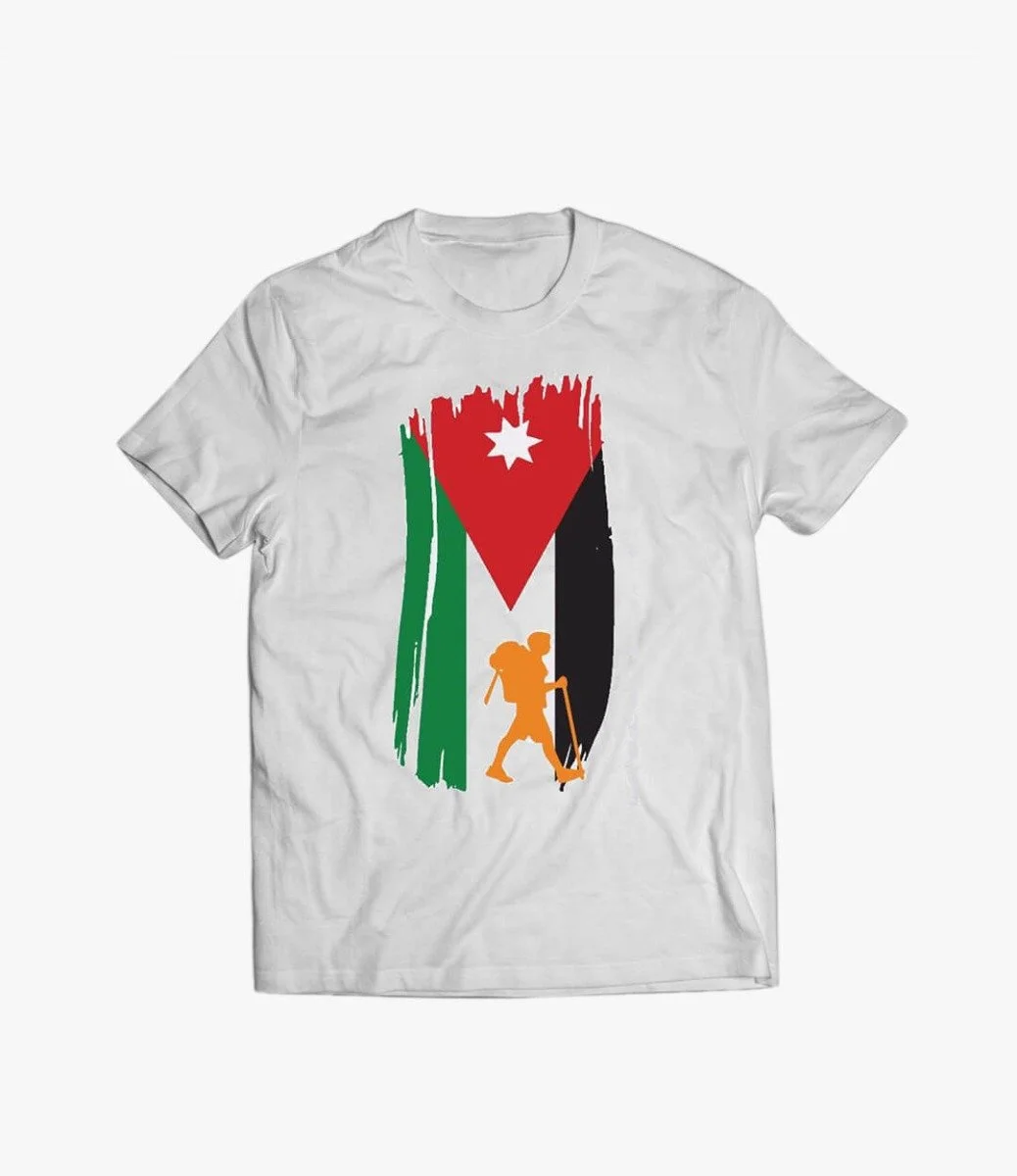Men's Black Printed T-shirt with Jordanian Flag