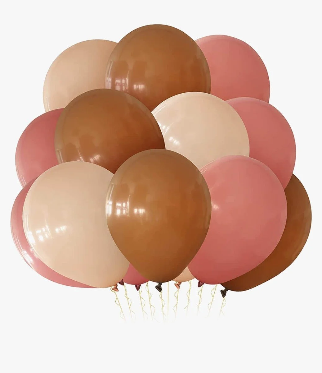 12 inches Cream, Brown & Pink Latex Balloon Pack of 12pcs