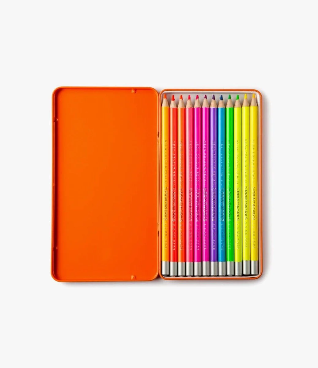 12 Neon Color Pencils by Printworks