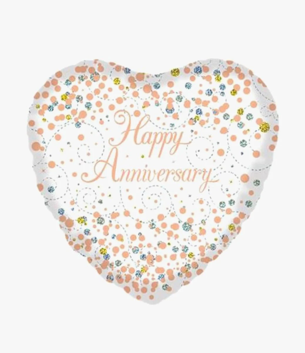 White and Rosegold Anniversary Foil Balloon