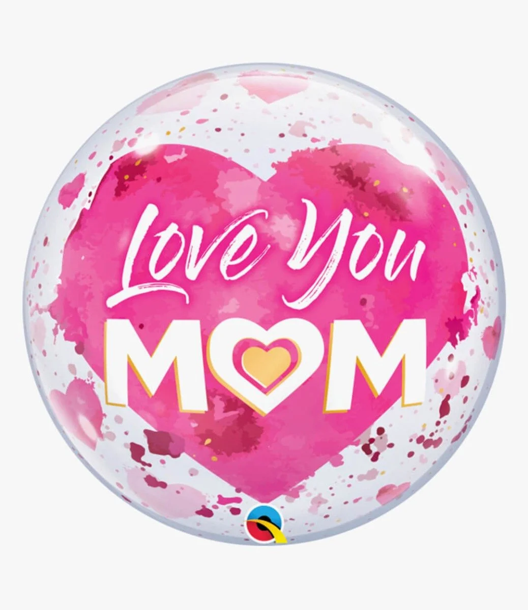 Love You M(Heart)M Pink Bubble Balloon