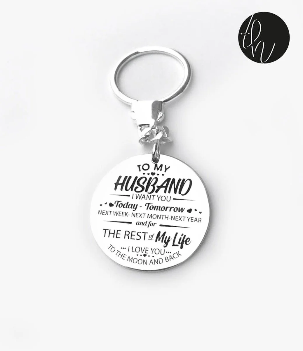 Silver Keychain for Husband