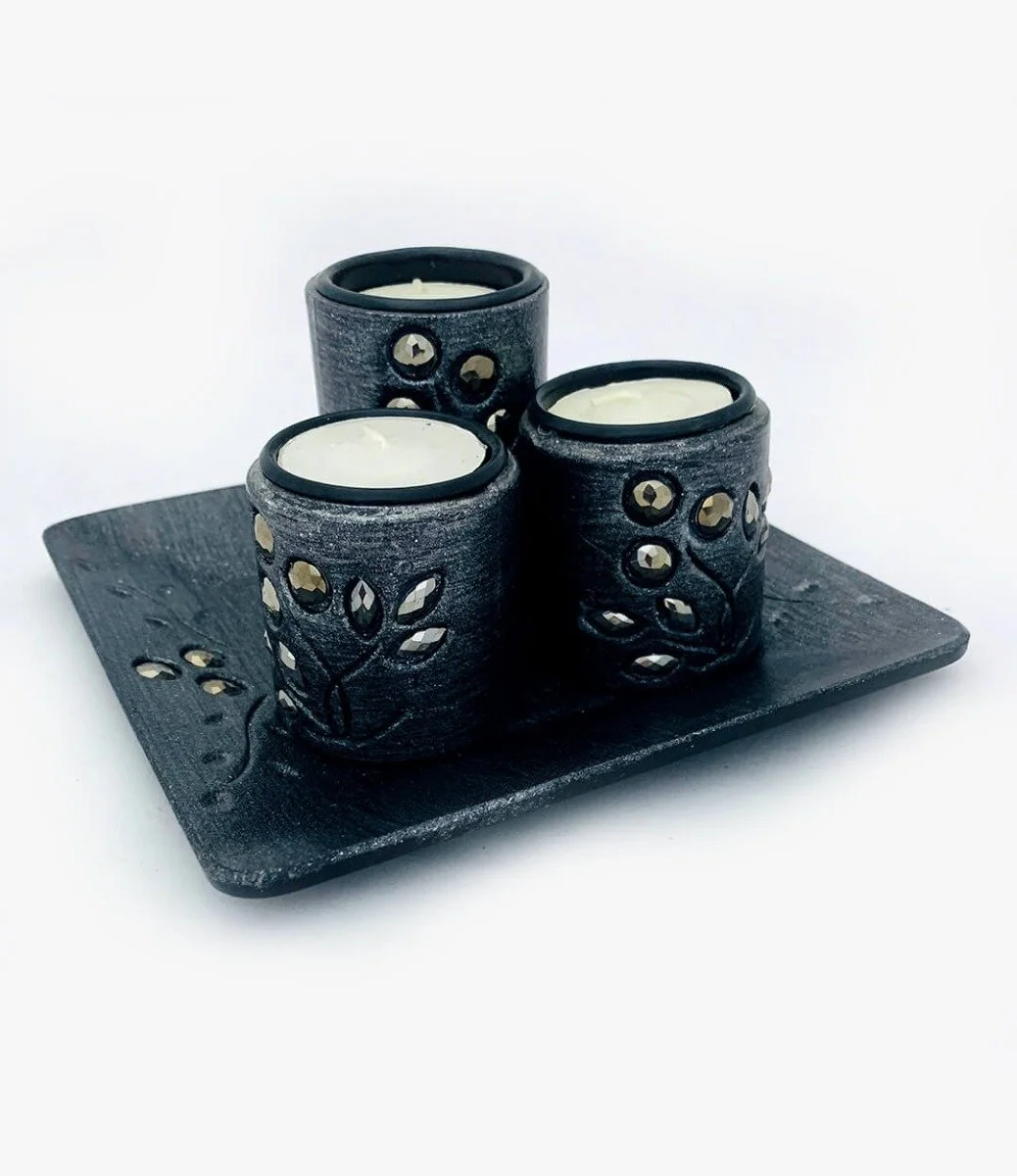 The Trio Silver Candle tray 