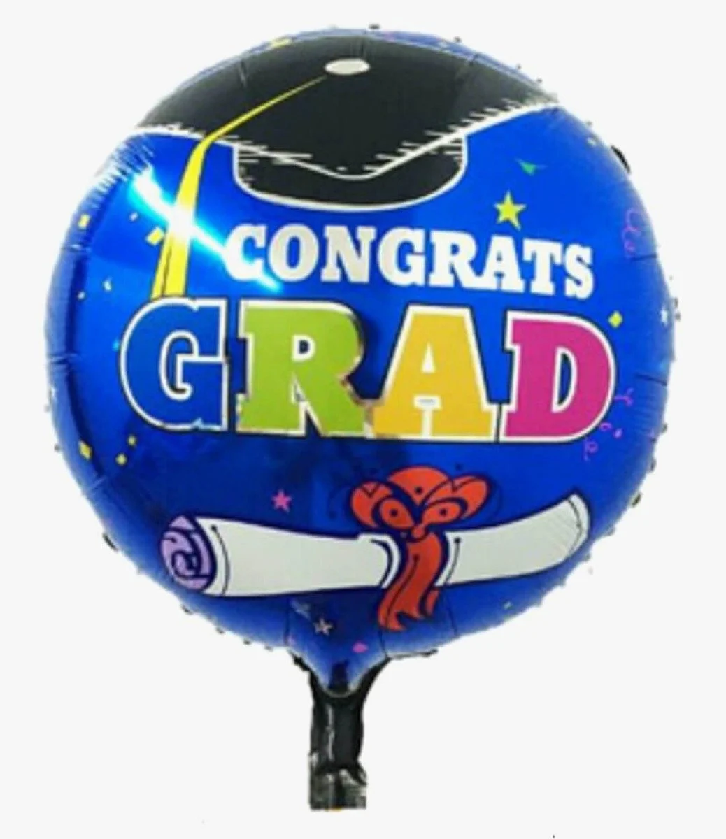 Congrats Grad Blue Helium Balloon