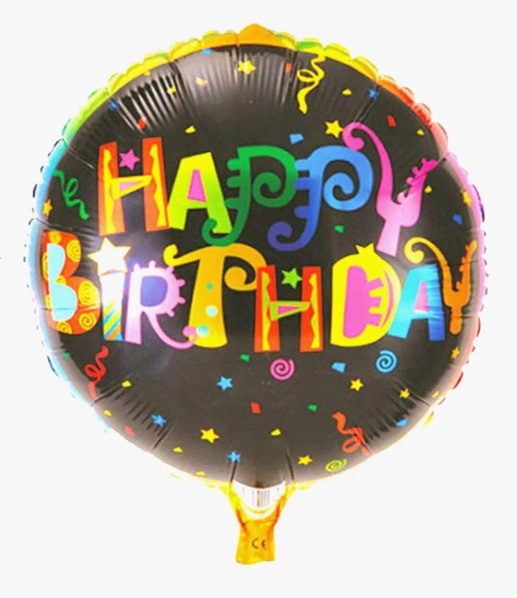 Happy Birthday Black Helium Balloon