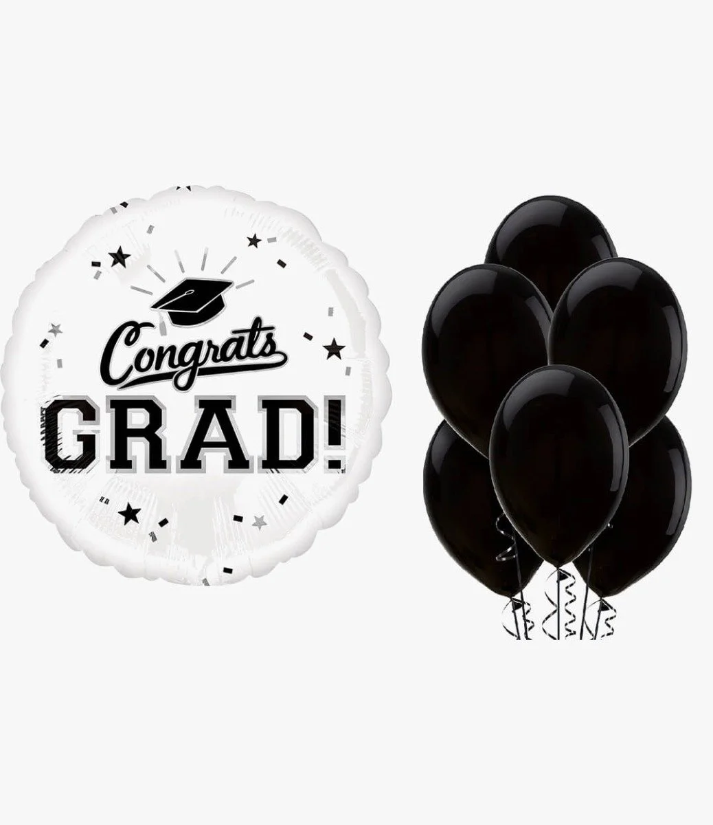 Congrats Grad White Balloon Bundle