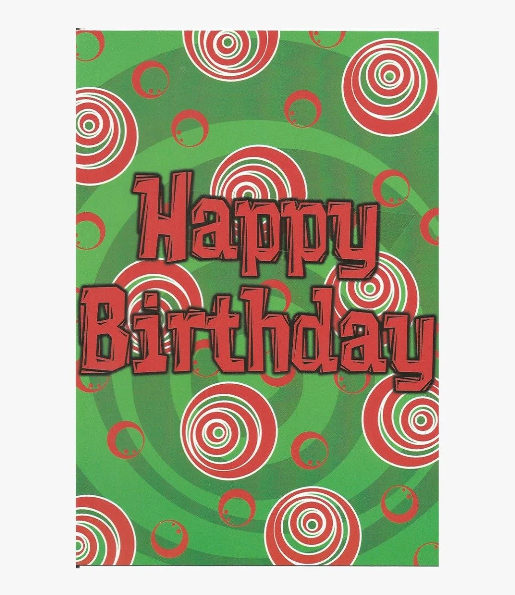 Happy Birthday Red & Green Swirls Greeting Card