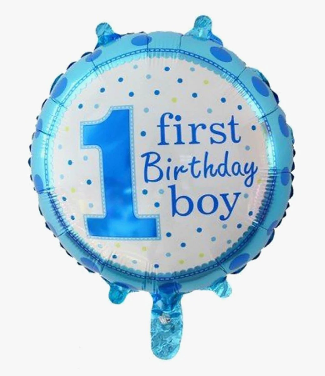 First Birthday Boy Blue Helium Balloon
