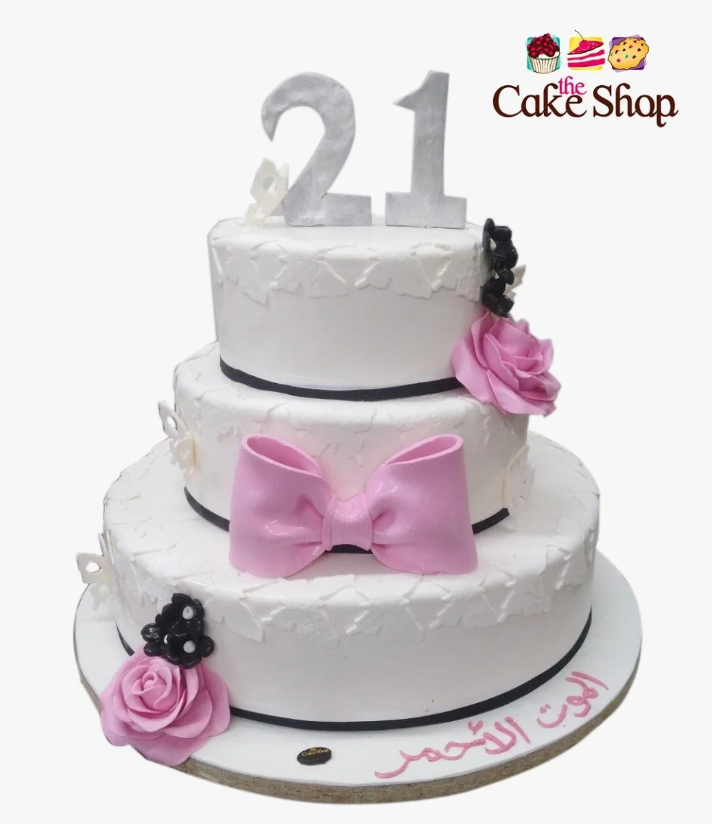 Pink Ribbon 3D Birthday Cake