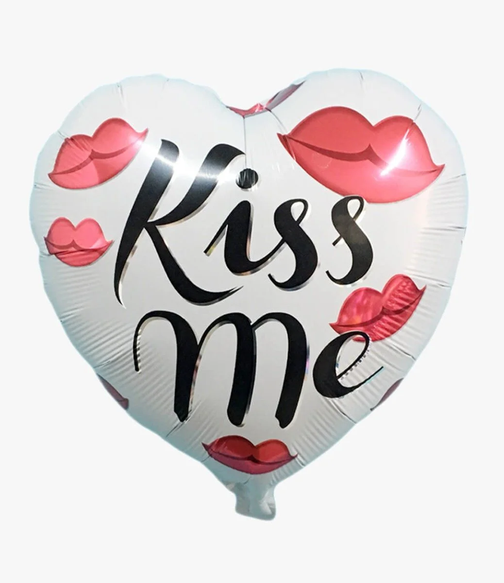 Kiss Me White Heart Helium Balloon