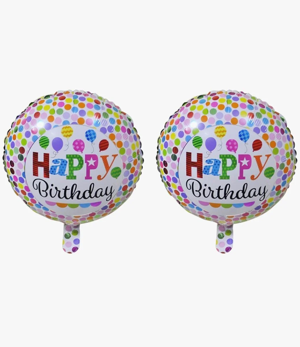 Happy Birthday Colorful Dotted Helium Balloons