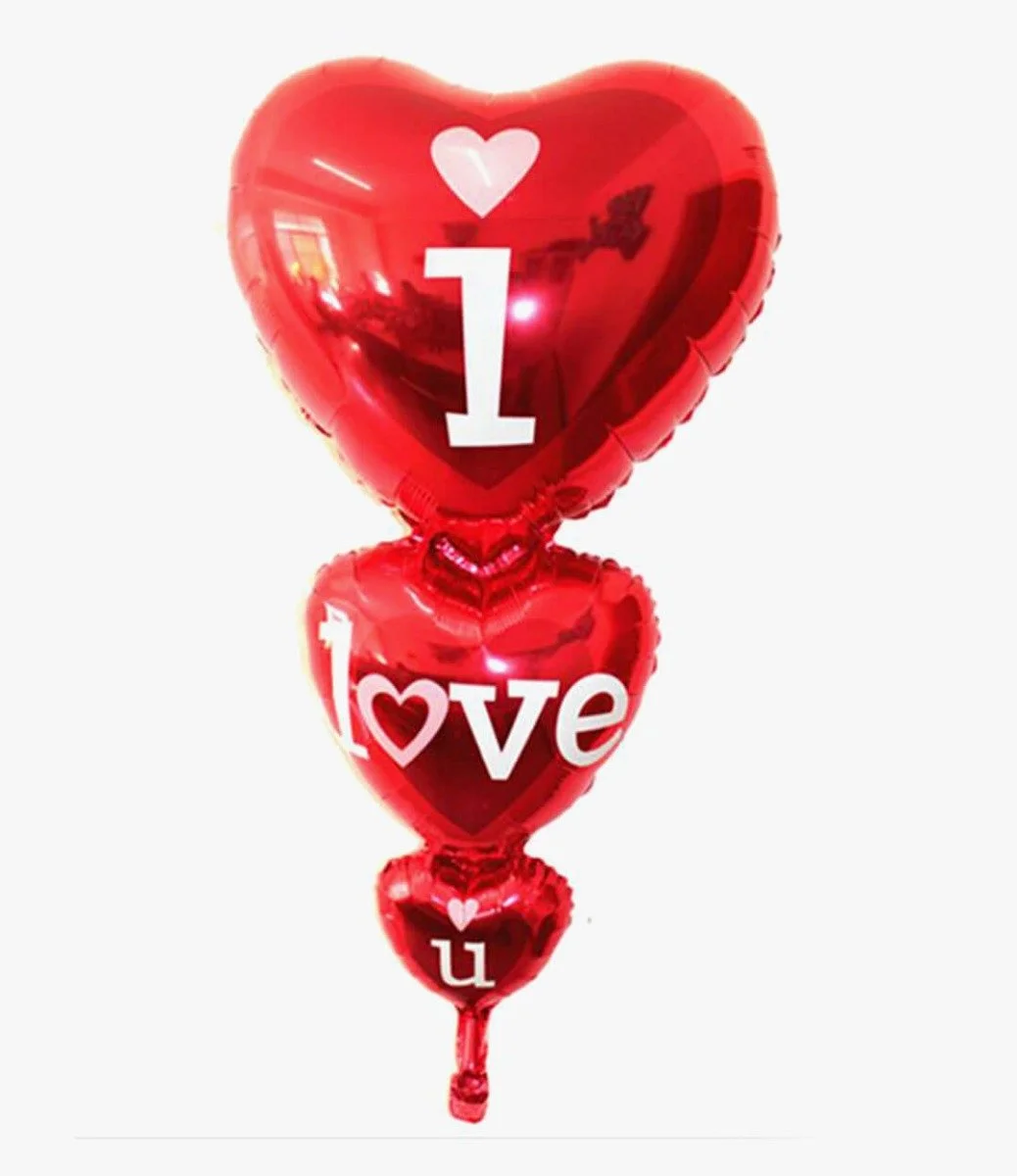 I Love U Hearts Helium Balloon