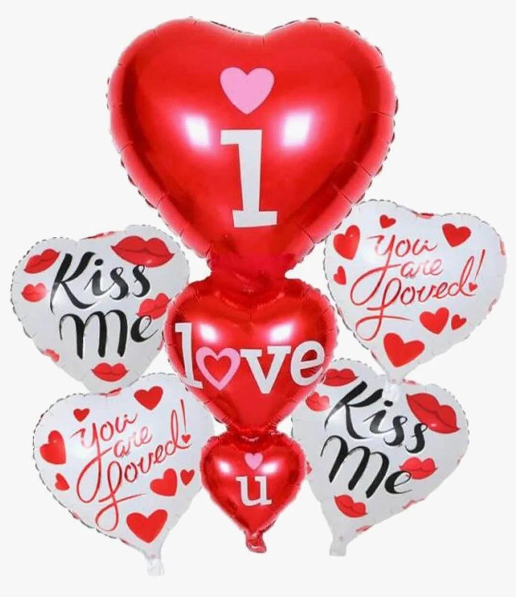 Mega Love Red & White Hearts Helium Balloons Bouquet