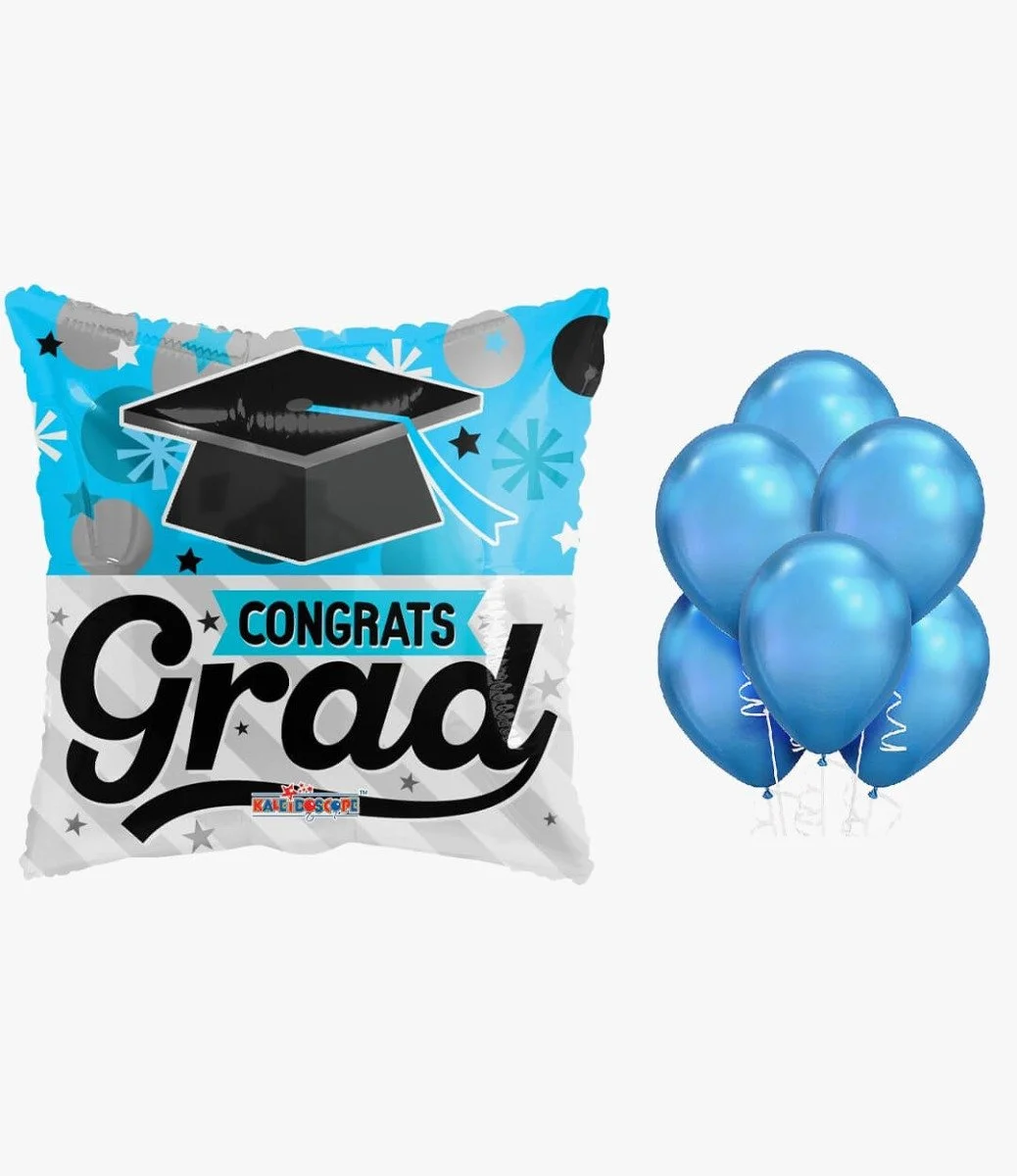 Congrats Grad Blue Balloon Bundle