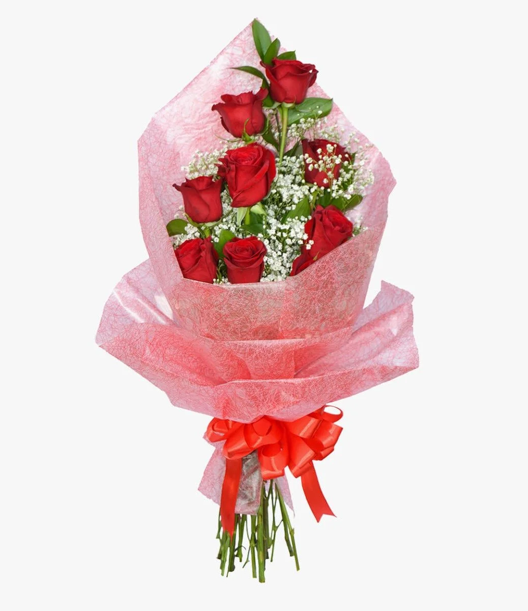 9 Lovely Red Flower Bouquet