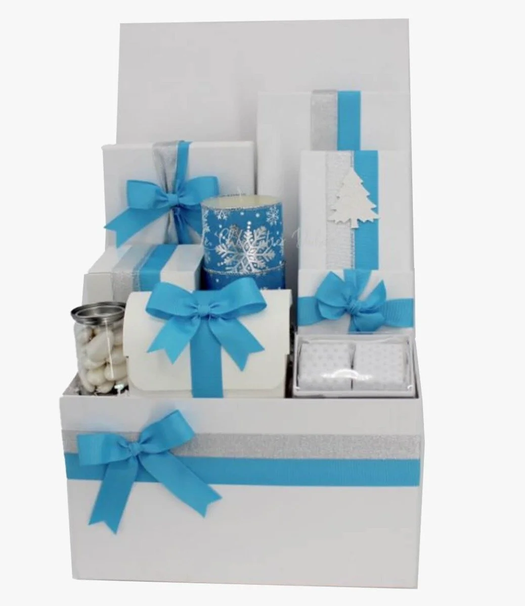 Christmas Silver Snowflake Luxury Large Hamper Box