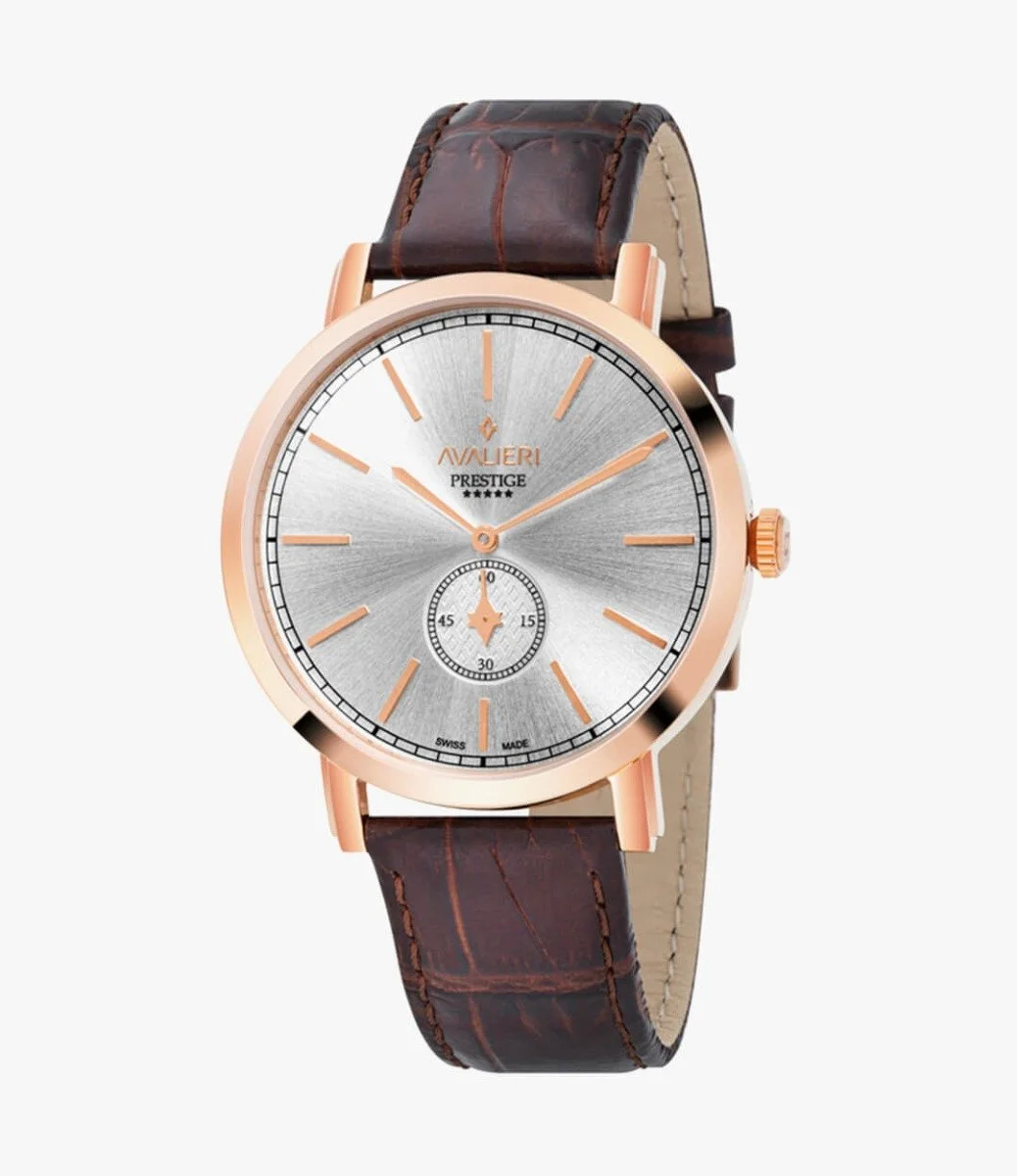 Avalieri Prestige Brown Leather Watch