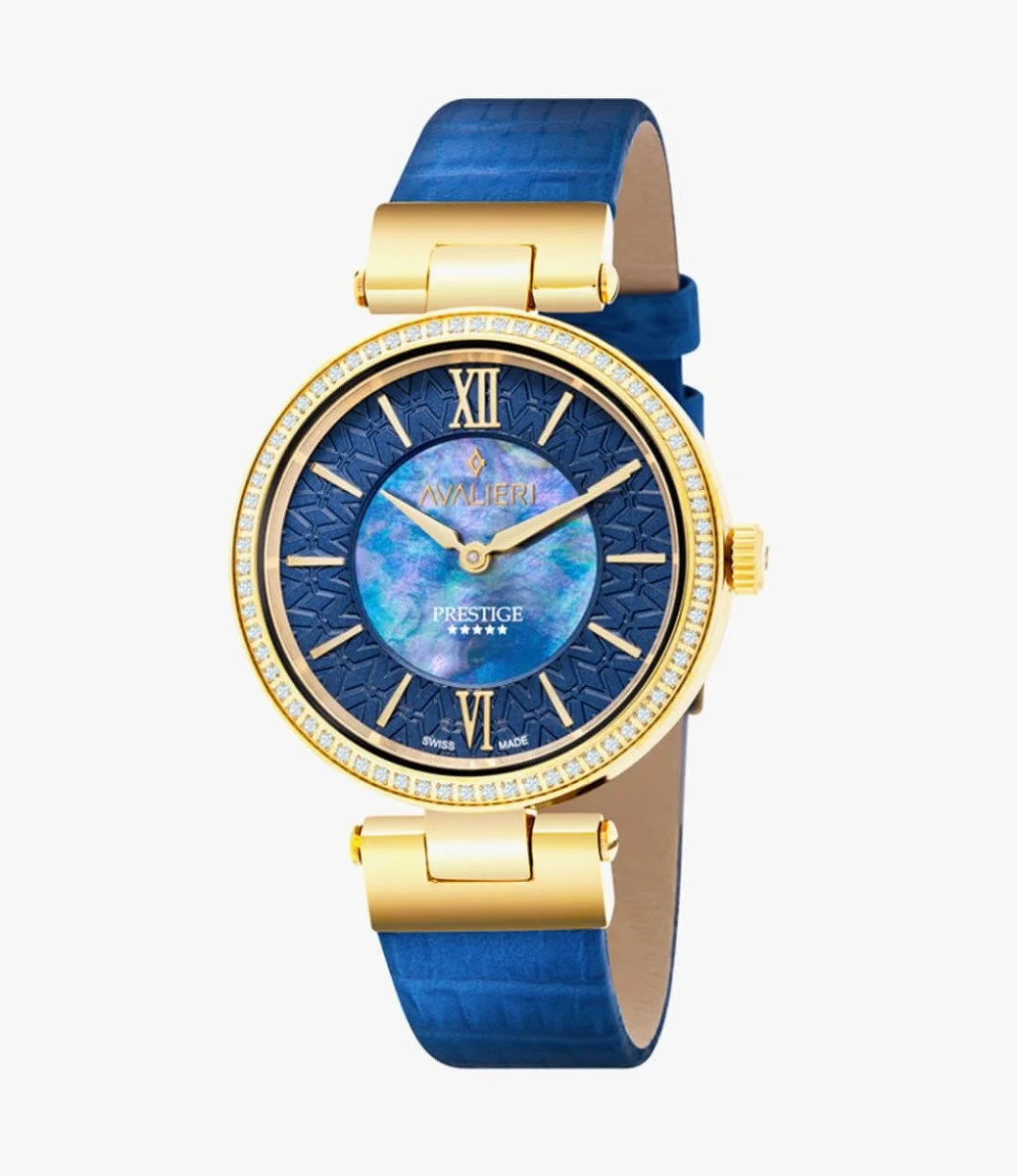 ساعة أفاليري برستيج زرقاء