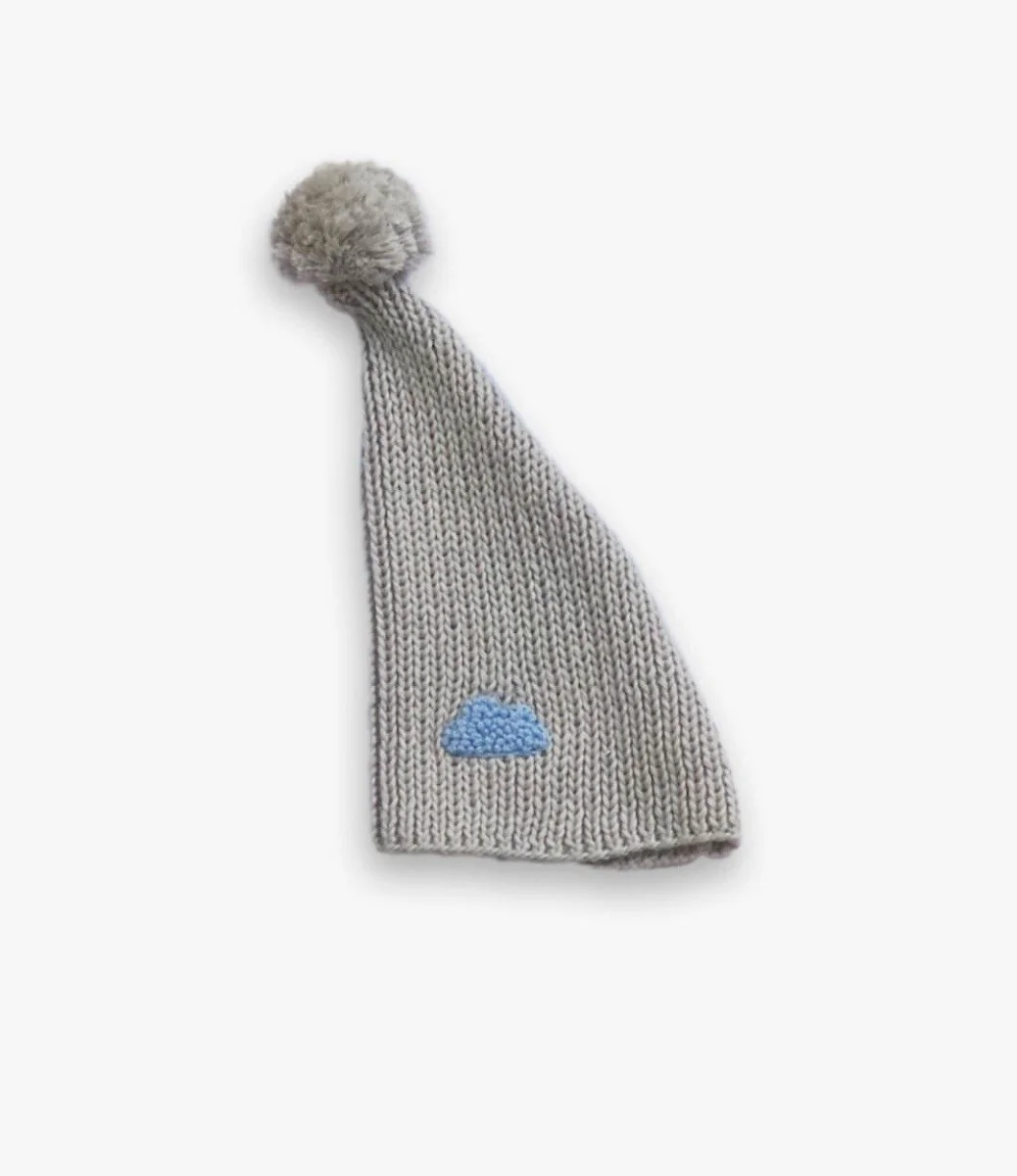 Baby Boy Knitted Cotton Hat by Fofinha - Blue Cloud