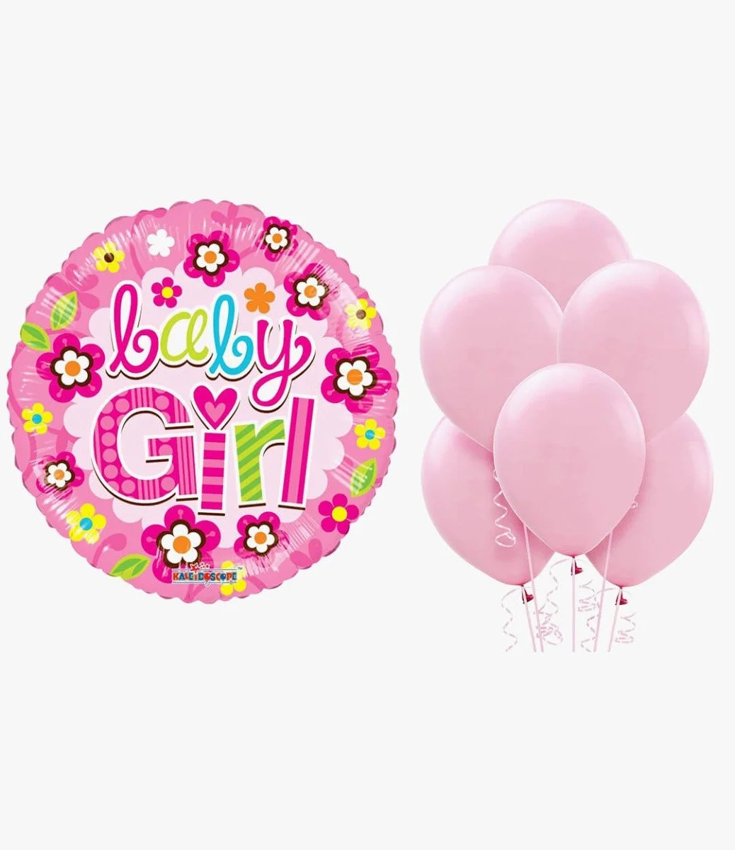 Baby Girl Flowers Balloon Bundle
