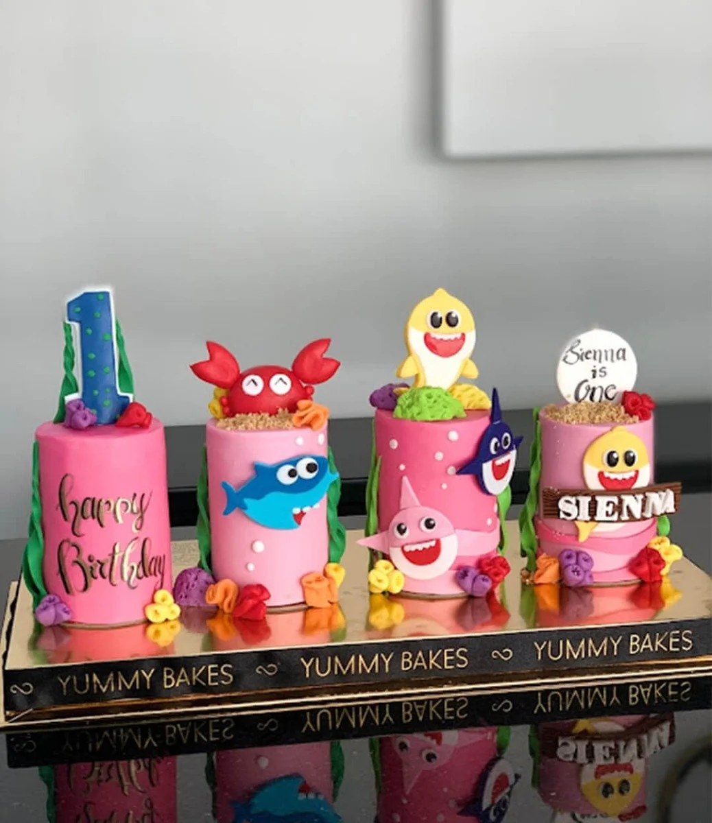Baby Shark Mini Cakes Gift Set By Yummy Bakes