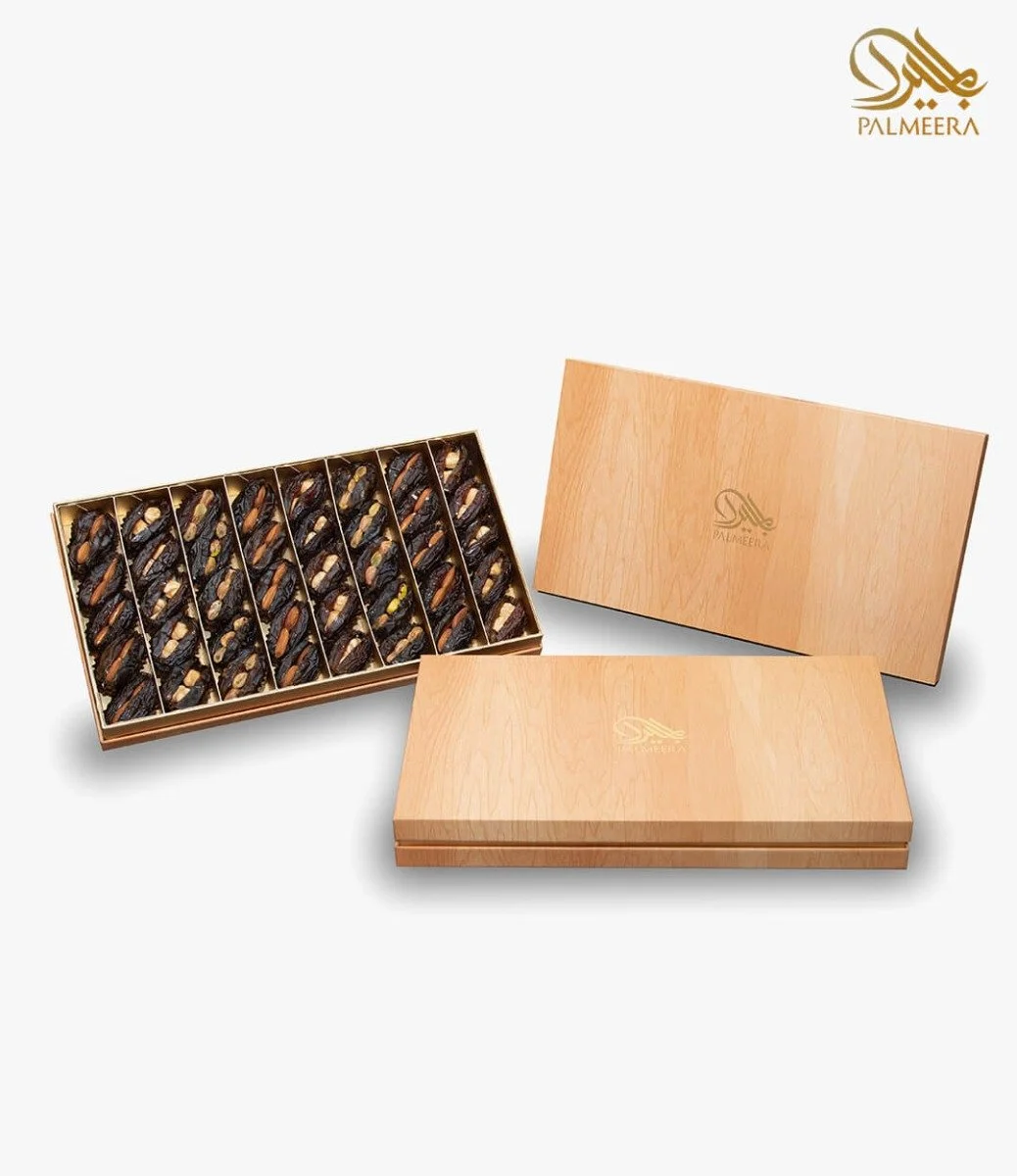 Big Size Carton Box With Wood Grains Dates Stuffed with Nuts By Palmeera