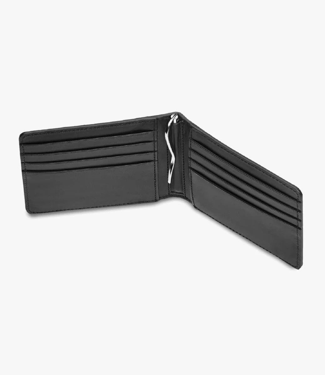 Black Leather Clip Wallet by Jasani