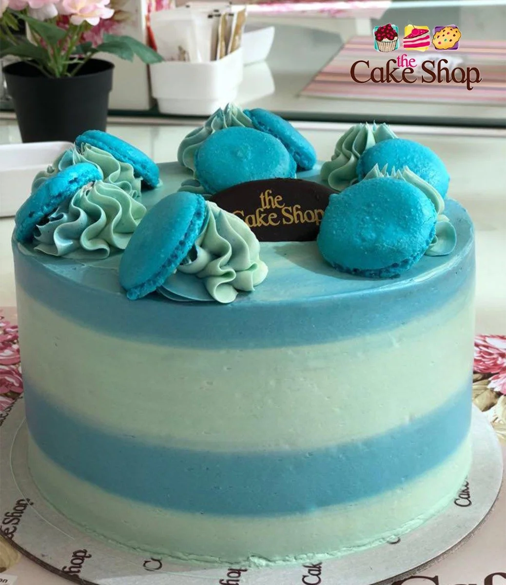 Blue Macaroons Chocolate Cake by The Cake Shop 