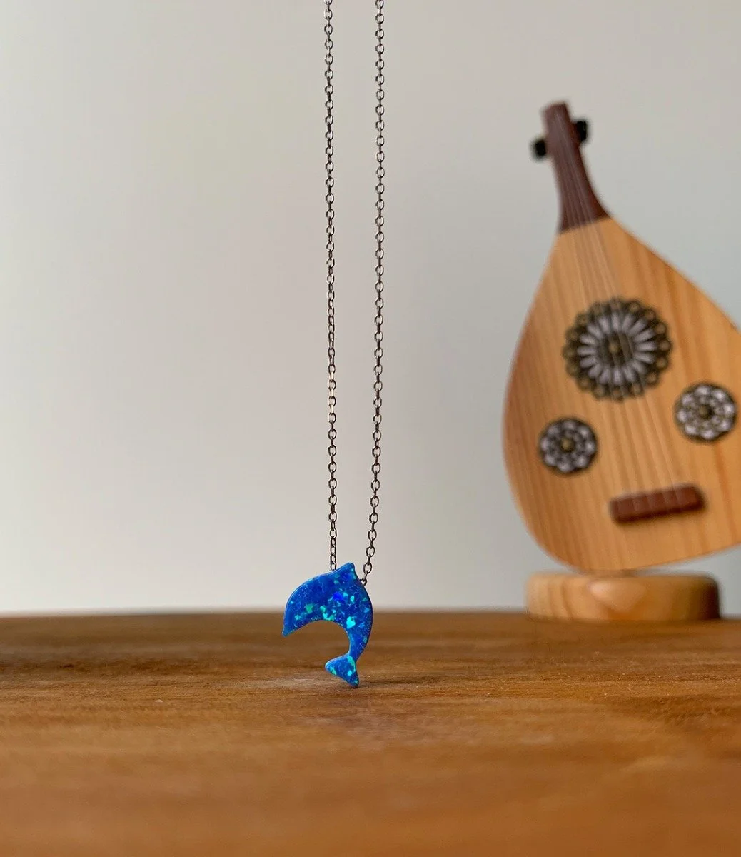 Blue Opal Dolphin Necklace