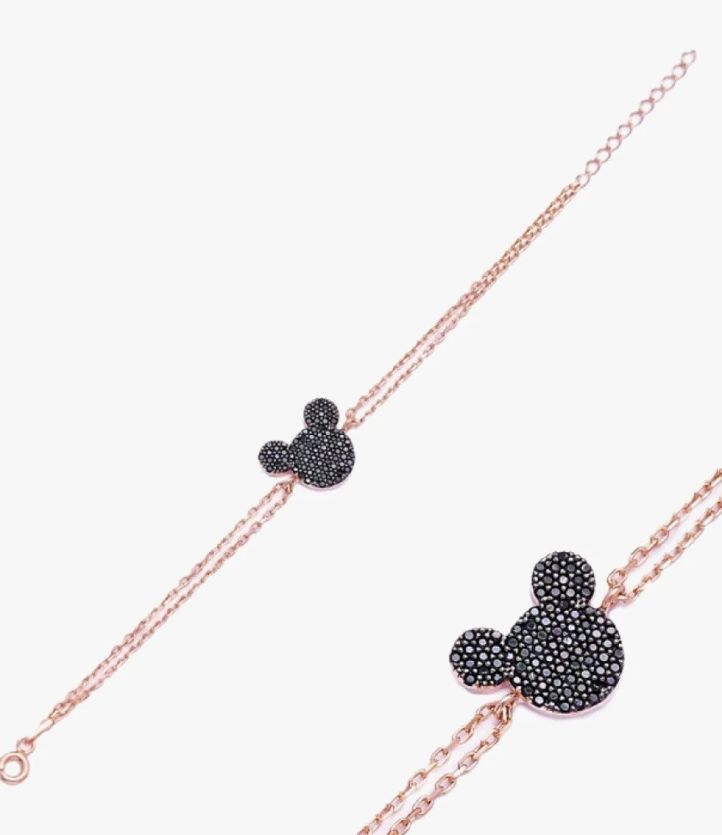 Bronze Mickey Bracelets With Black Crystals by NAFEES