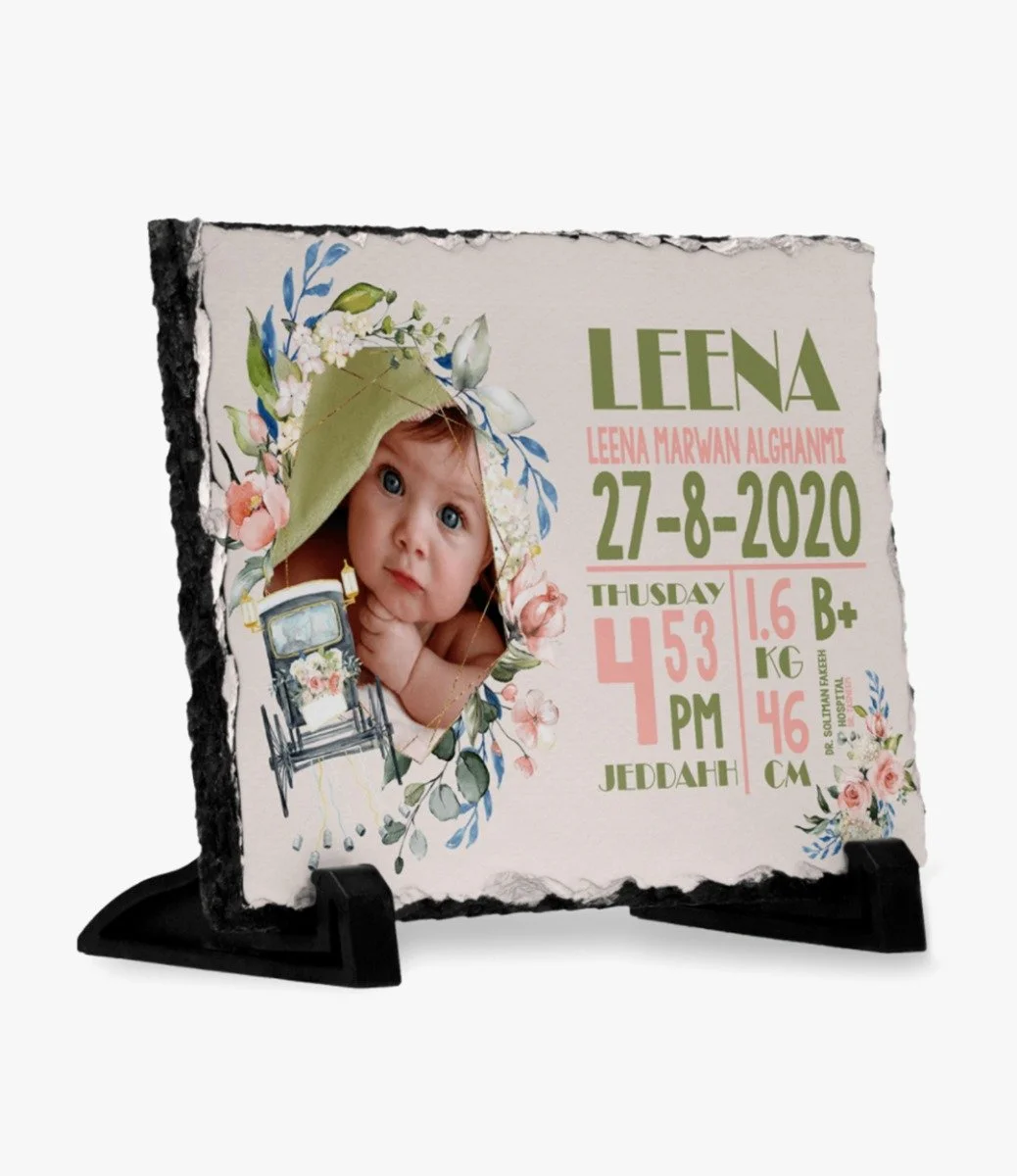 Carriage And Flowers Baby Informations Souvenir Small