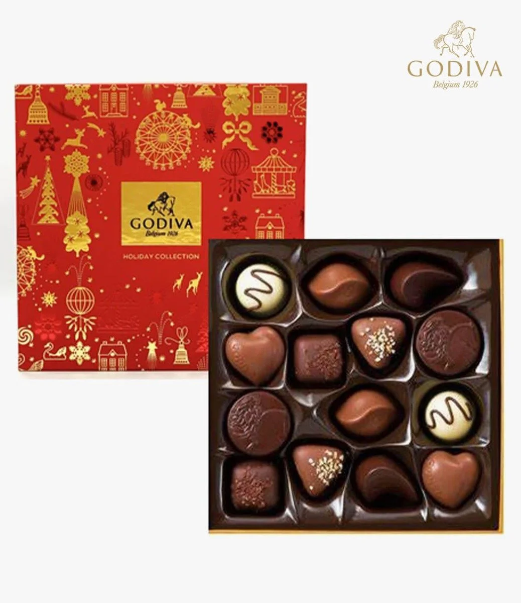Christmas Gold Rigid Chocolate Box 14 pcs by Godiva 