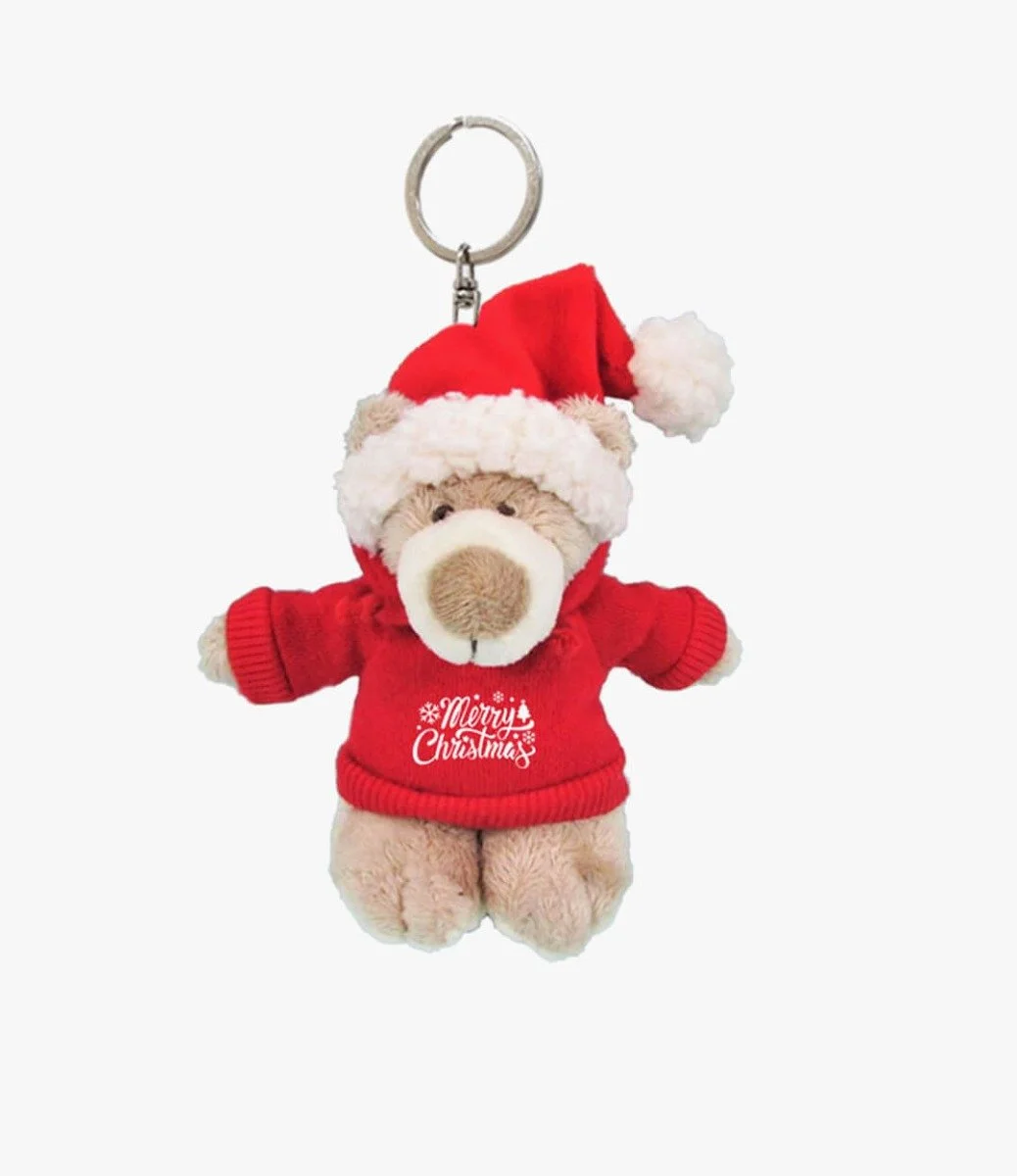 Christmas Mascot Bear Keyring 12Cm By Fay Lawson