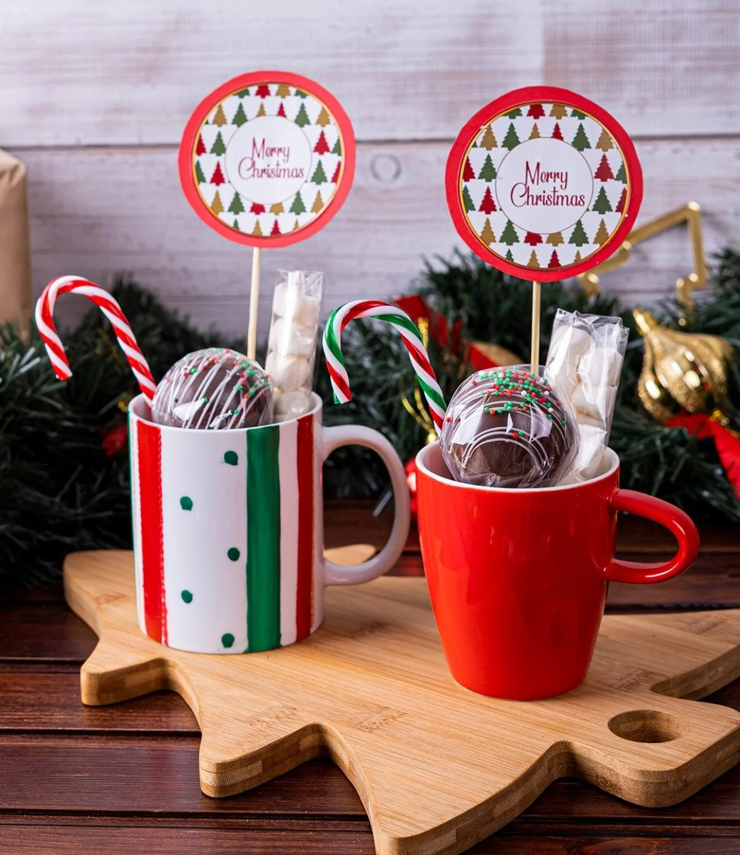 Christmas Mugs with Chocolate Boms by Lilac (2Pcs) 