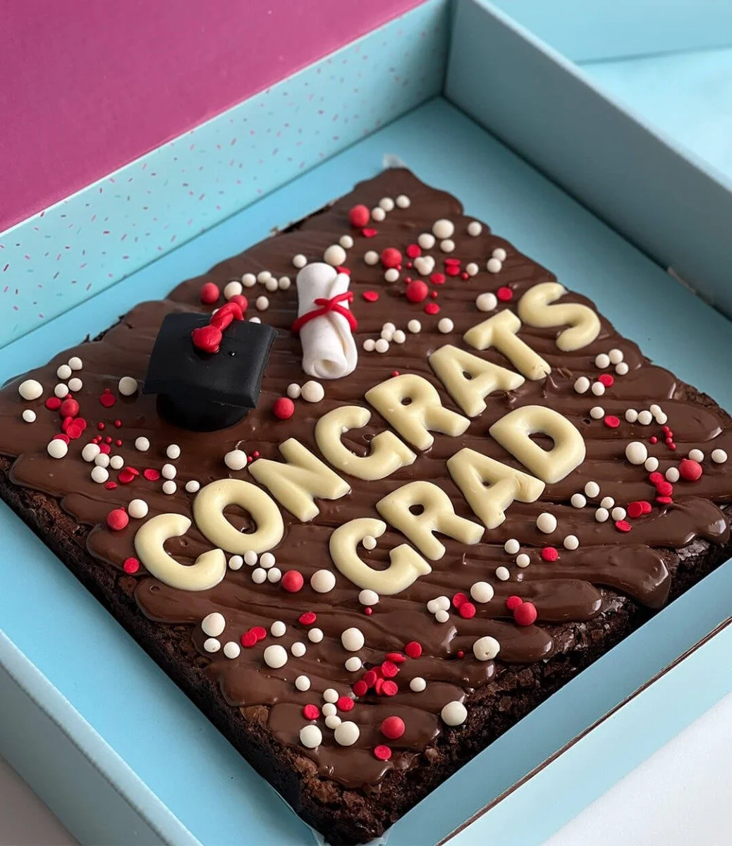 Personalised Congrats Grad Brownie Slab by Oh Fudge!