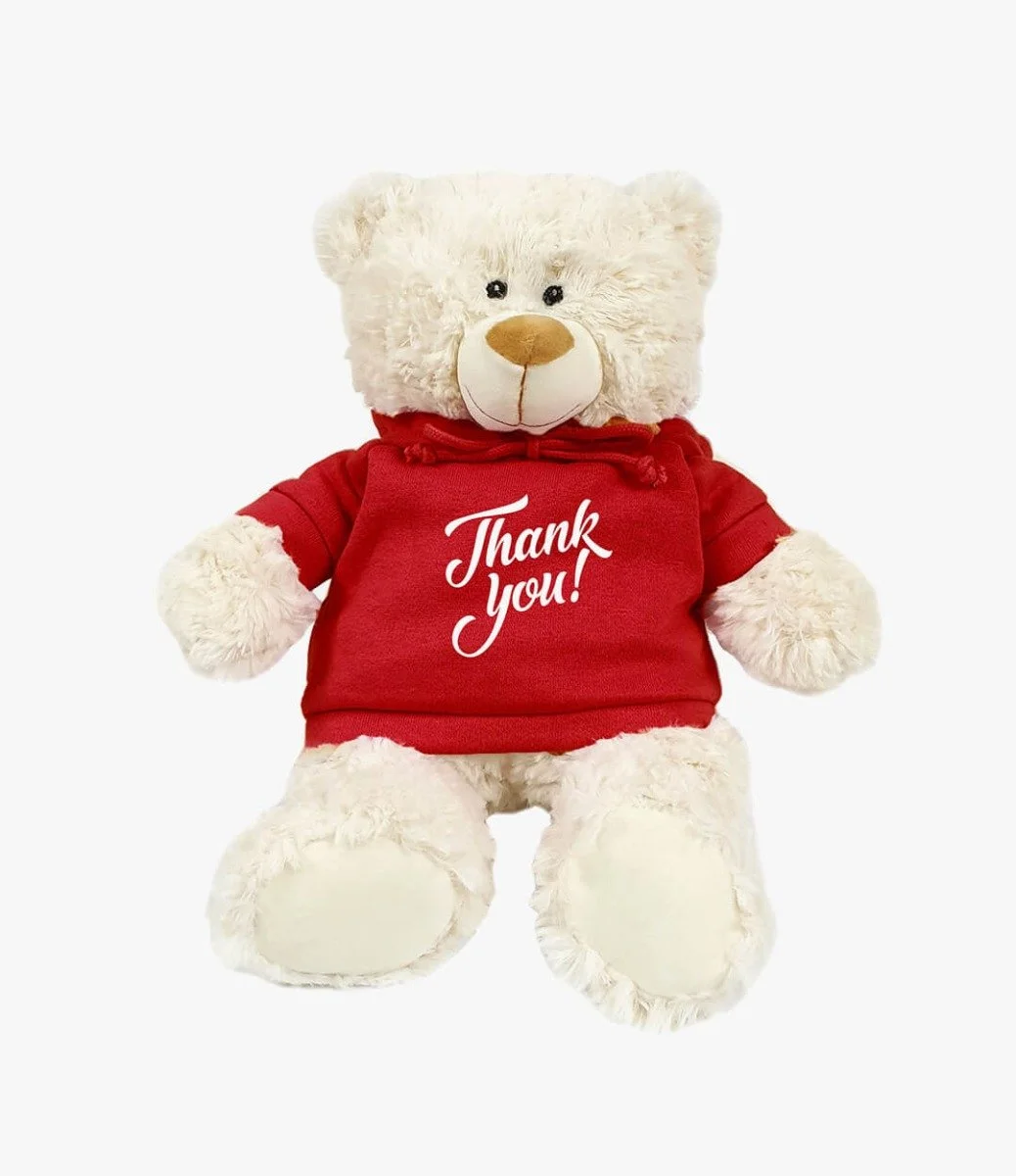Cream Bear with Red 'Thank You' Hoodle By Fay Lawson
