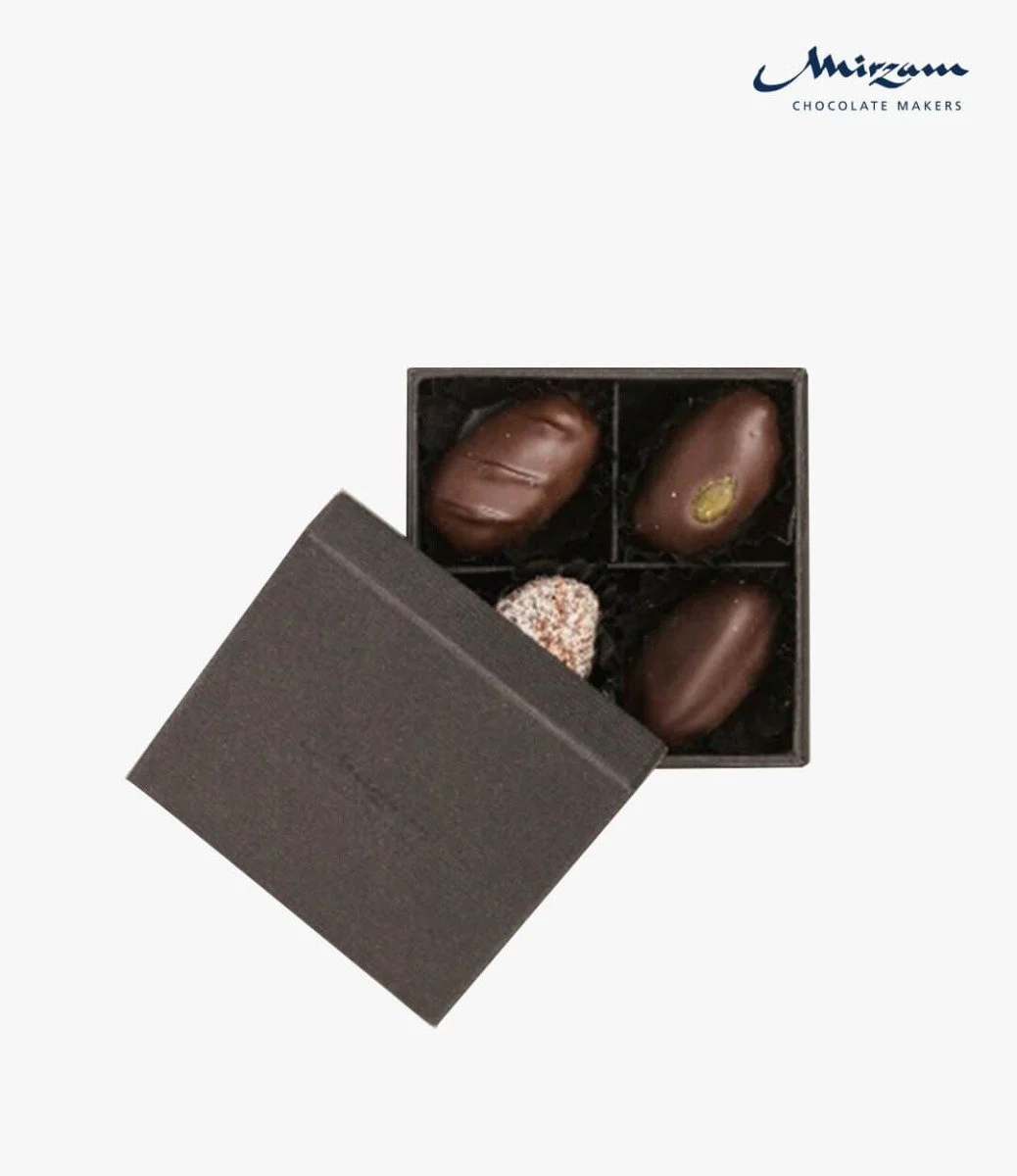 علبة تمور الشوكولاتة الداكنة الكلاسيكية من 4 قطع من ميزرام