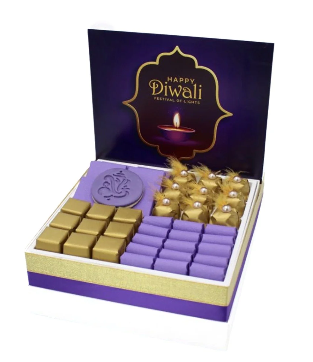 Diwali Candles Designed Chocolate Hamper by Le Chocolatier